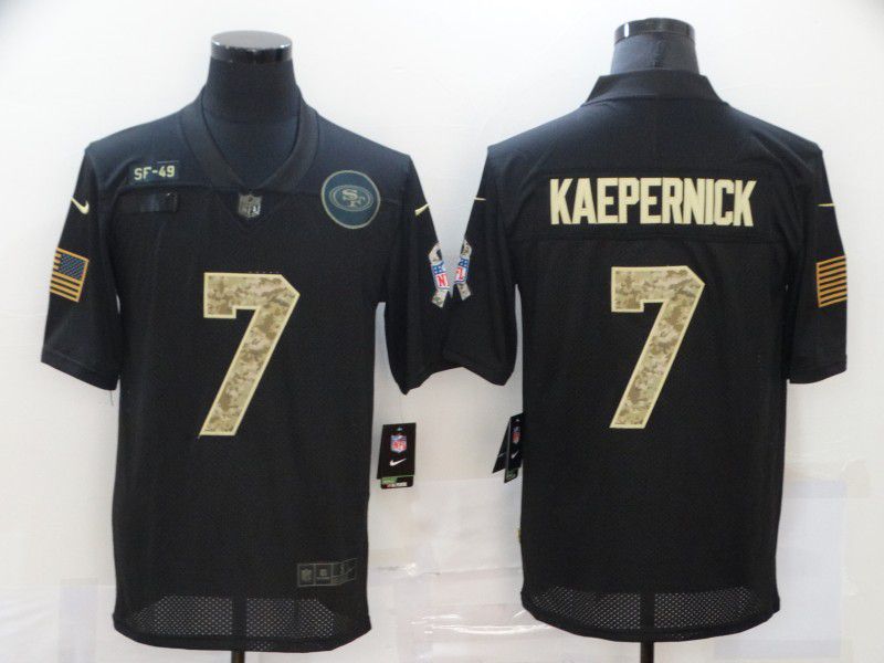 Men San Francisco 49ers 7 Kaepernick Black camo Lettering 2020 Nike NFL Jersey